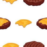 pattern with an icon of a grilled hamburger patty with a melted piece of cheese on top and a piece of cheese, for International Hamburger Day vector