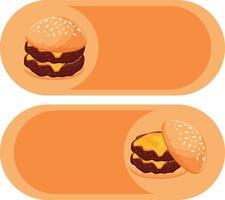 button on with burgers, namely with a burger with fried patties, melted cheddar cheese in a wheat bun with congee, for World Burger Day vector