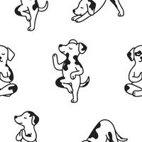 pattern with a set of dogs practicing yoga and meditating in various yoga poses, for logos or various designs vector