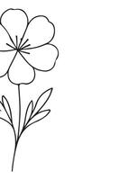 horizontal poster or card template with a simple icon of an open wildflower bud drawn with several lines in line art style, for various logos and designs vector