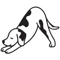 simple icon of a dog doing yoga, namely in the downward dog pose, for logos and various designs vector