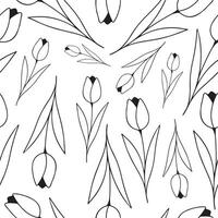 seamless pattern simple icon of a tulip bud drawn with several lines in line art style, for logos and tattoos vector