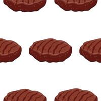 pattern with the image of a fried meat patty for a burger, fried on the grill, for International Hamburger Day vector