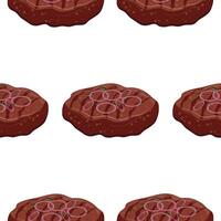pattern with icon of grilled meat patty for hamburger and pickled onion on top, for international hamburger day vector