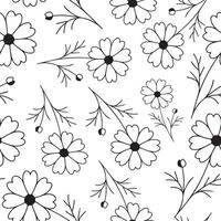seamless pattern with a simple icon of a mallow bud drawn with several lines in line art style, for logos and tattoos vector