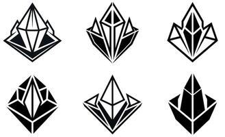 simple geometric crystal designs, rendered in bold vector