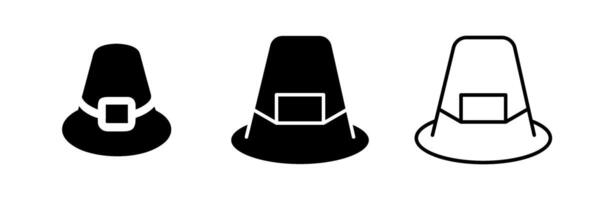 A simple icon set featuring pilgrim hats, perfect for Thanksgiving, history, and cultural designs. vector