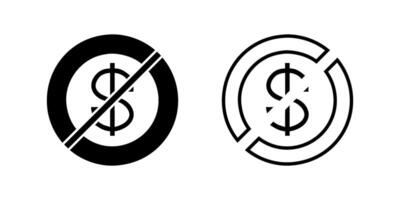 A minimalist icon set featuring no dollar sign symbols, perfect for finance and restriction designs. vector