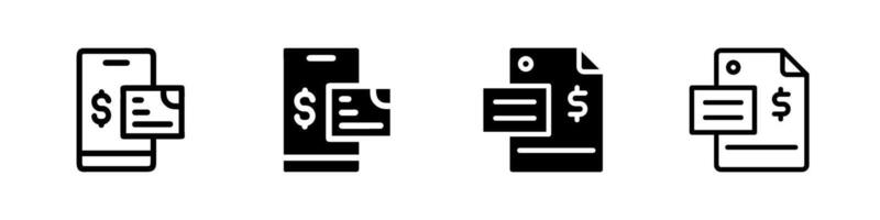 A simple icon set depicting payment and invoice symbols, perfect for finance, business, and e-commerce designs. vector