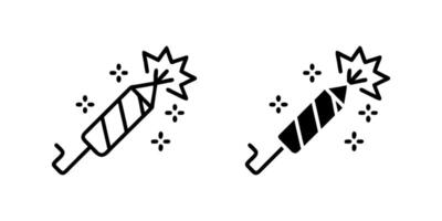 A simple icon set depicting fireworks, ideal for celebration and festive designs. vector