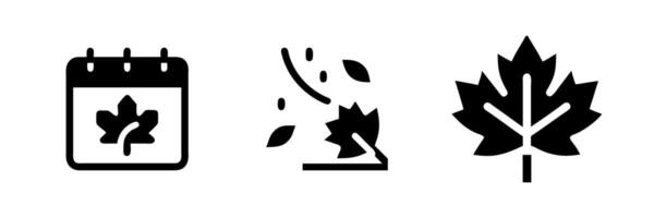 A simple icon set depicting maple leaves, perfect for nature, autumn, and Canadian-themed designs. vector