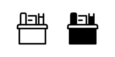 A simple icon set depicting desk organizers, ideal for office and productivity designs. vector