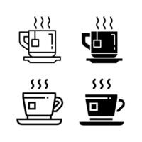 A modern icon set featuring hot tea cups, suitable for beverage and relaxation designs. vector