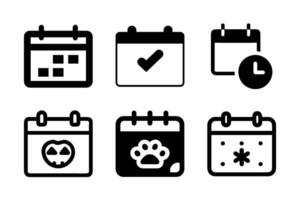 A simple icon set depicting calendars, ideal for scheduling and time management projects. vector