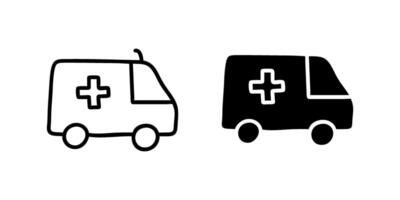 A modern icon set showcasing ambulances, suitable for healthcare and emergency service designs. vector