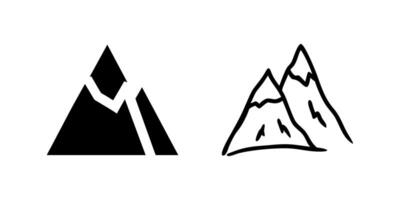 A minimalist icon set showcasing mountain symbols, perfect for nature and adventure designs. vector