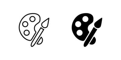 A modern icon set featuring paint brushes and palettes, suitable for art and creativity designs. vector