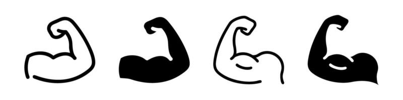 A modern icon set showcasing bicep muscles, perfect for fitness, strength, and workout designs. vector