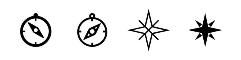 A modern icon set featuring compass symbols, suitable for navigation and adventure designs. vector