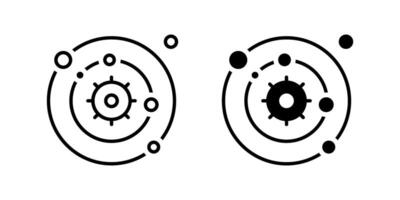 icon set depicting solar system symbols, suitable for science and education designs. vector