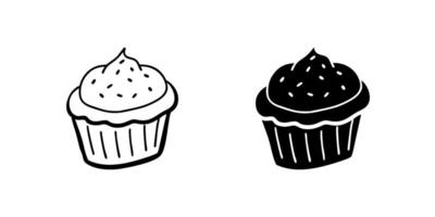A modern icon set showcasing cupcakes, suitable for baking and celebration designs. vector