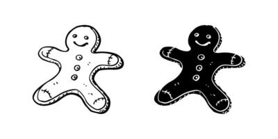 A modern icon set featuring gingerbread cookies, suitable for holiday and baking designs. vector