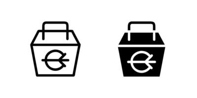 A modern icon set featuring takeout boxes, suitable for food delivery and dining designs. vector
