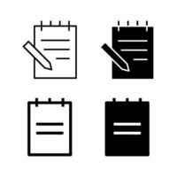 A simple icon set depicting notepads, ideal for office and note taking designs. vector