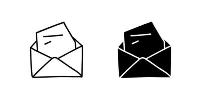 A minimalist icon set showcasing an envelope with a letter peeking out, perfect for communication and mail designs. vector