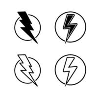 A simple icon set depicting thunderbolt symbols, ideal for weather and energy designs. vector