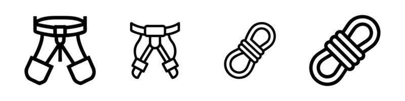 A simple icon set depicting a climbing harness with rope, ideal for adventure and outdoor designs. vector