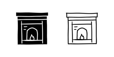 A simple icon set depicting fireplaces, ideal for home, warmth, and cozy designs. vector
