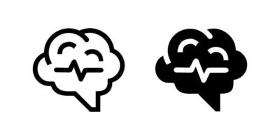 A minimalist icon set featuring a brain activity symbol, perfect for mental health and learning designs. vector