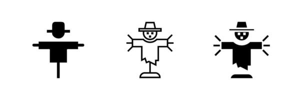 icon set featuring scarecrows, suitable for farming and autumn designs. vector