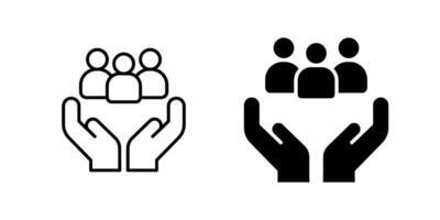 A modern icon set showcasing group care symbols, suitable for community and support designs. vector
