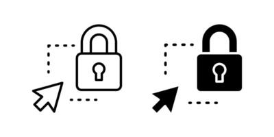 A minimalist icon set showcasing padlock cursor symbols, perfect for security and technology designs. vector
