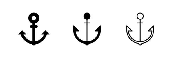 A minimalist icon set featuring anchors, perfect for nautical, marine, and sailing-themed designs. vector