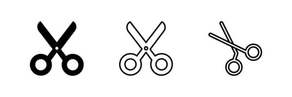 icon set depicting scissors, suitable for crafting and cutting designs. vector