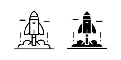 icon set depicting rocket launches, ideal for space and exploration designs. vector