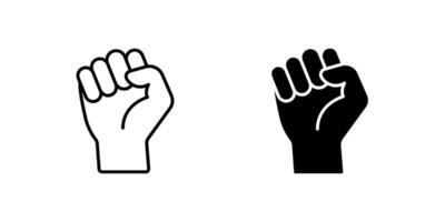 A simple icon set depicting a fist hand up, ideal for empowerment and protest designs. vector