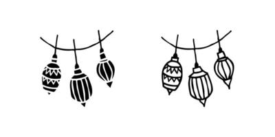 A simple icon set depicting festive lanterns, ideal for celebration and holiday designs. vector