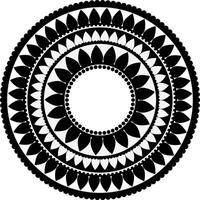 Intricate black and white mandala featuring a symmetrical floral and leaf pattern, isolated on a white background vector