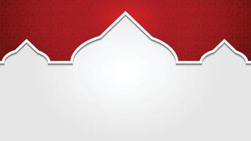 Ramadan Kareem Islamic Ornamental Background with Mosque Frame Red and White Color vector