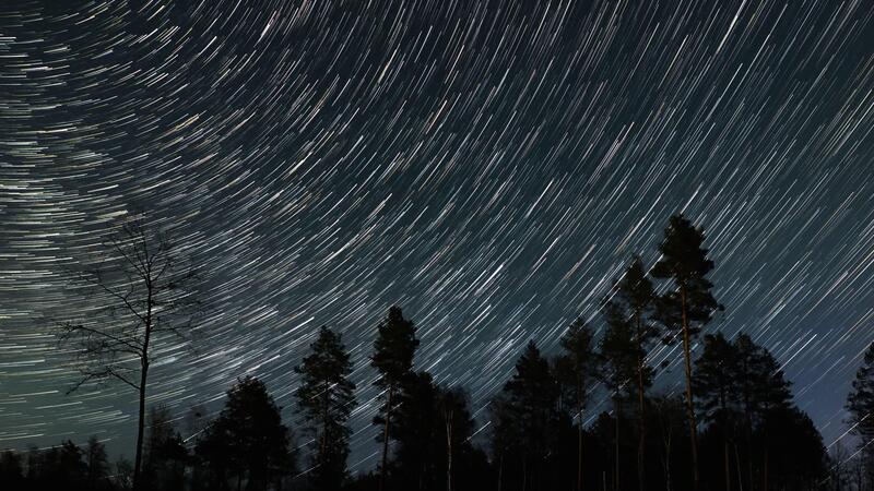 キャンバスドローイング『The forest at night』 time-lapse-of-star-trails-over