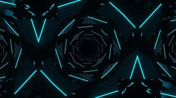 Black and blue abstract background with circular design. Kaleidoscope VJ loop video