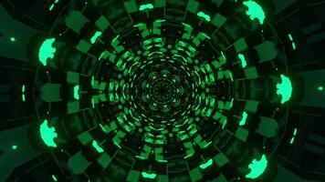 Green circular pattern with black background. Kaleidoscope VJ loop video