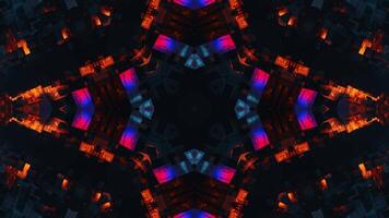 Kaleidoscope pattern with black background and red and blue design. Kaleidoscope VJ loop video
