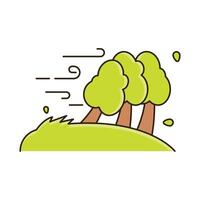 A cartoon illustration of trees on a hill vector