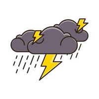 A cartoon storm with lightning and clouds vector