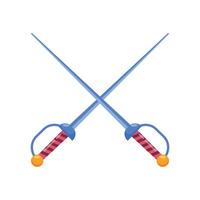 Two crossed swords icon in cartoon style vector